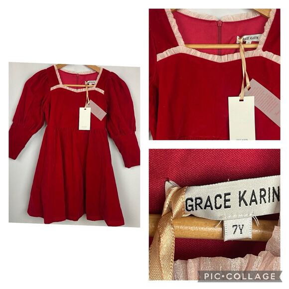 Grace Karin Velvet Dress Size 7y NWT - Picture 1 of 11